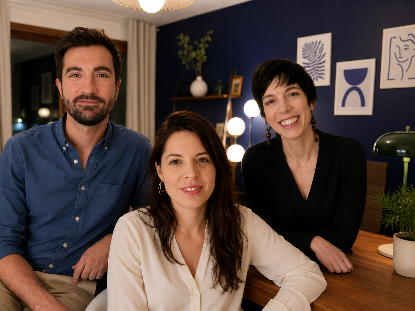 Trois membres de l'équipe réunis dans les locaux de femna